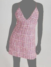 $395 Alice + Olivia Women's Pink Carli Spaghetti Strap Tweed Dress Size 0