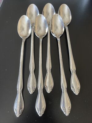 6 Oneida Ltd BERKELEY SQUARE Iced Tea Spoons Stainless Flatware
