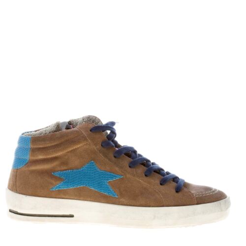ISHIKAWA men shoes MID PLUS 1948 brown High Top sneaker with blue made in Italy - Picture 1 of 7