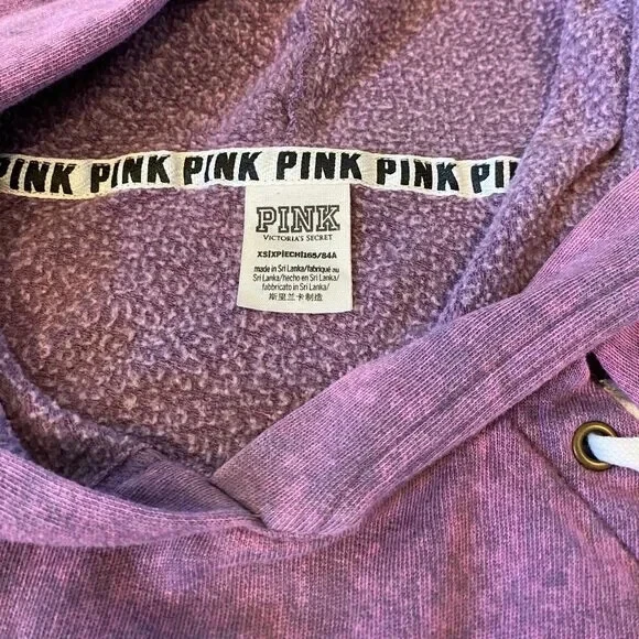 UNDERCOVER Felpa con cappuccio Victoria’s Secret ROSA donna XS viola cropped stringata accogliente e carina!