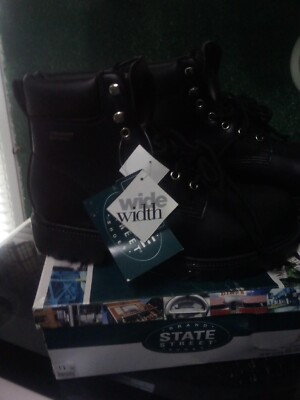 NEW In BOX State Street Men's Black Lace Up Vegan Leather Work