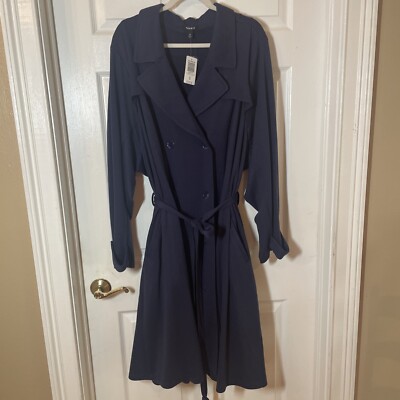 Torrid Size 6 / 30 Navy Trench Coat Button Jersey Feel Not Rain Jacket NWT New