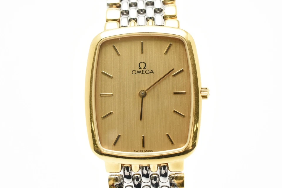⏯ [Exc+5] Винтажные кварцевые квадратные мужские часы OMEGA De Ville золотой циферблат из Японии - Изображение 4 из 4