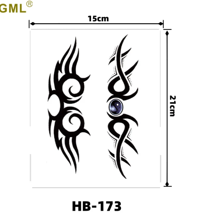 Temporary Large Realistic Tribal Black Tattoos Art Arm Chest Body Sticker HB173 - product detail image 3