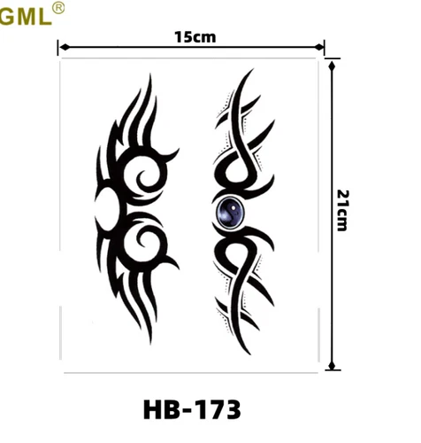 Temporary Large Realistic Tribal Black Tattoos Art Arm Chest Body Sticker HB173 image 3