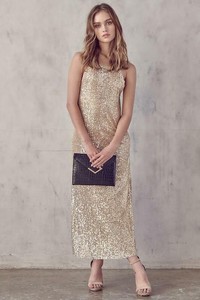 gold glitter maxi dress
