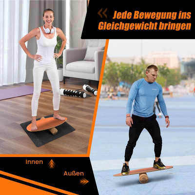 Balance Board aus Holz Wobble Board mit Rolle & Decke 3-in-1 Balance Board Kit O