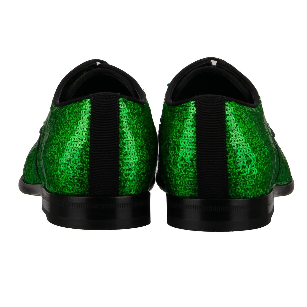 Dolce & Gabbana Green Sequin Raffaello Derby Shoes Size 11 Made In Italy Dolce & Gabbana Neon Green Leather Lace Up Derby Dress Men main image 2