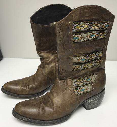 10” Old Gringo Women's Elina Brown Boots  size 7B 7 B 0313 306054 1279 4 Zip Up