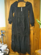 ASOS DESIGN Denim Prairie Midi Smock Dress In Black Size UK 6 US 2  NWT