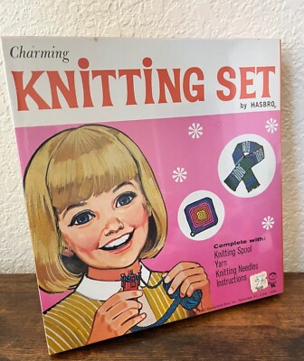 Vintage 1967 Charming Knitting Set by HASBRO Spool Yarn Needles Instruction NEW