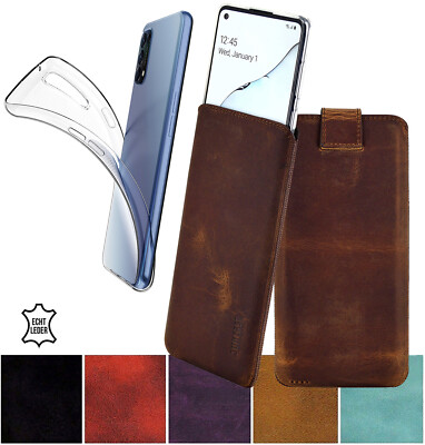 Oppo Reno 5 Pro 5G Hülle Tasche Schutz Cover Echt Leder Handyhülle +Silikon Case