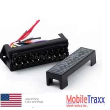 10 Way Circuit Car-Boat ATC ATO Blade Fuse Box With 5 Inch Wire Lead