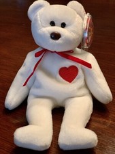 Ty Beanie Babies VALENTINO The Bear (10) Tag Errors. PVC Pellets MINT