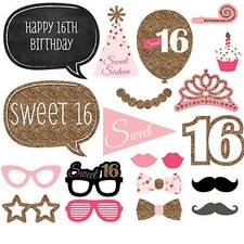 20Pcs Photo Booth Photobooth Sweet Sixteen Prom Birthday Props Party Prop DIY