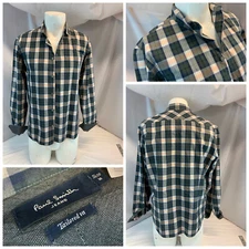 Paul Smith Jeans Long Sleeve Button Shirt M Blue Gray Plaid Cotton YGI A1-685