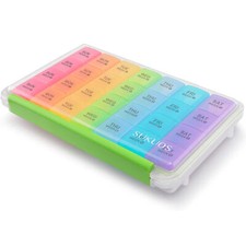 Sukuos 28 Day Pill Organizer, Large Moisture-Resistant 4 Week Case