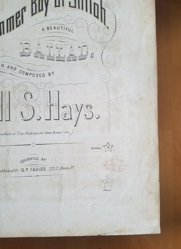 1865 Drummer Boy of Shiloh di Will S. Hays. Raro spartito originale guerra civile - Foto 7 di 22
