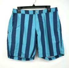 Onia Men's Blue Interior Drawstring Pockets Calder Stripe Print Swim Trunks 195