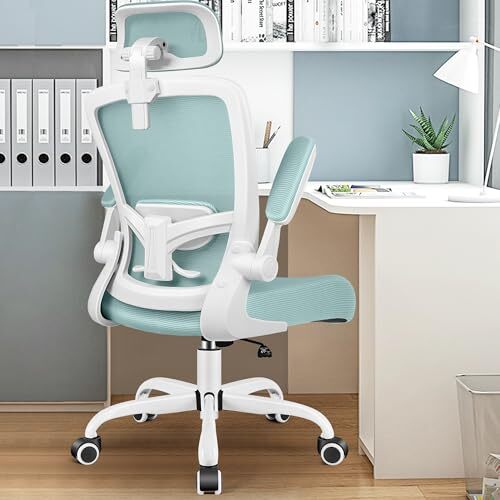 Ergonomic Office Chair, Headrest Desk Chair Office Chair with 918-H Light Blue