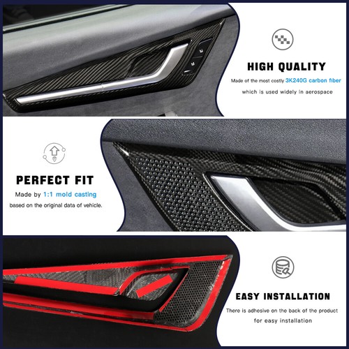4pcs Real Carbon Fiber Inner Door Protective Cover for Kia EV6(LHD) Gloss Black - Picture 3 of 7