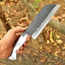 Handmade Forged Carbon Steel Chef Kitchen Knife Blank Blade Meat Cleaver Chopper