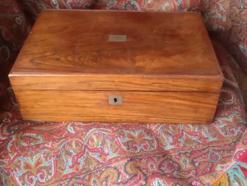 Antique English Rosewood Travel Writing Lap Desk