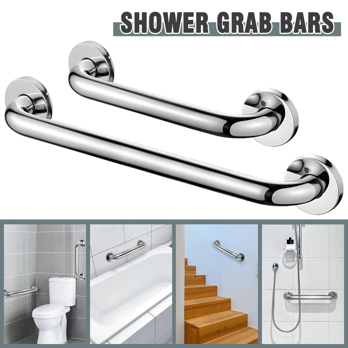 新品Grab Bar Bathroom Safety Hand Rail 304 Stainless Steel Handrail