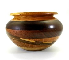 Wood Segmented Vase Bowl Inlay Cherry Walnut Ash 6.5 in.