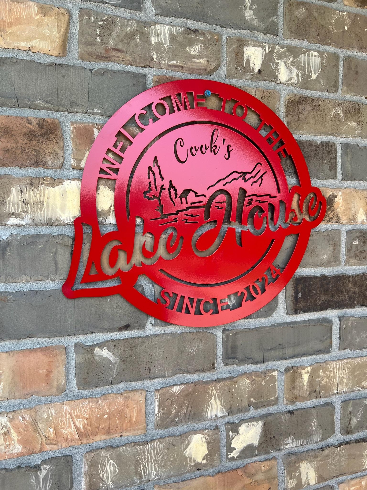 Personalized Lake House Sign - Customized Metal Wall Art for Backyard, Deck,