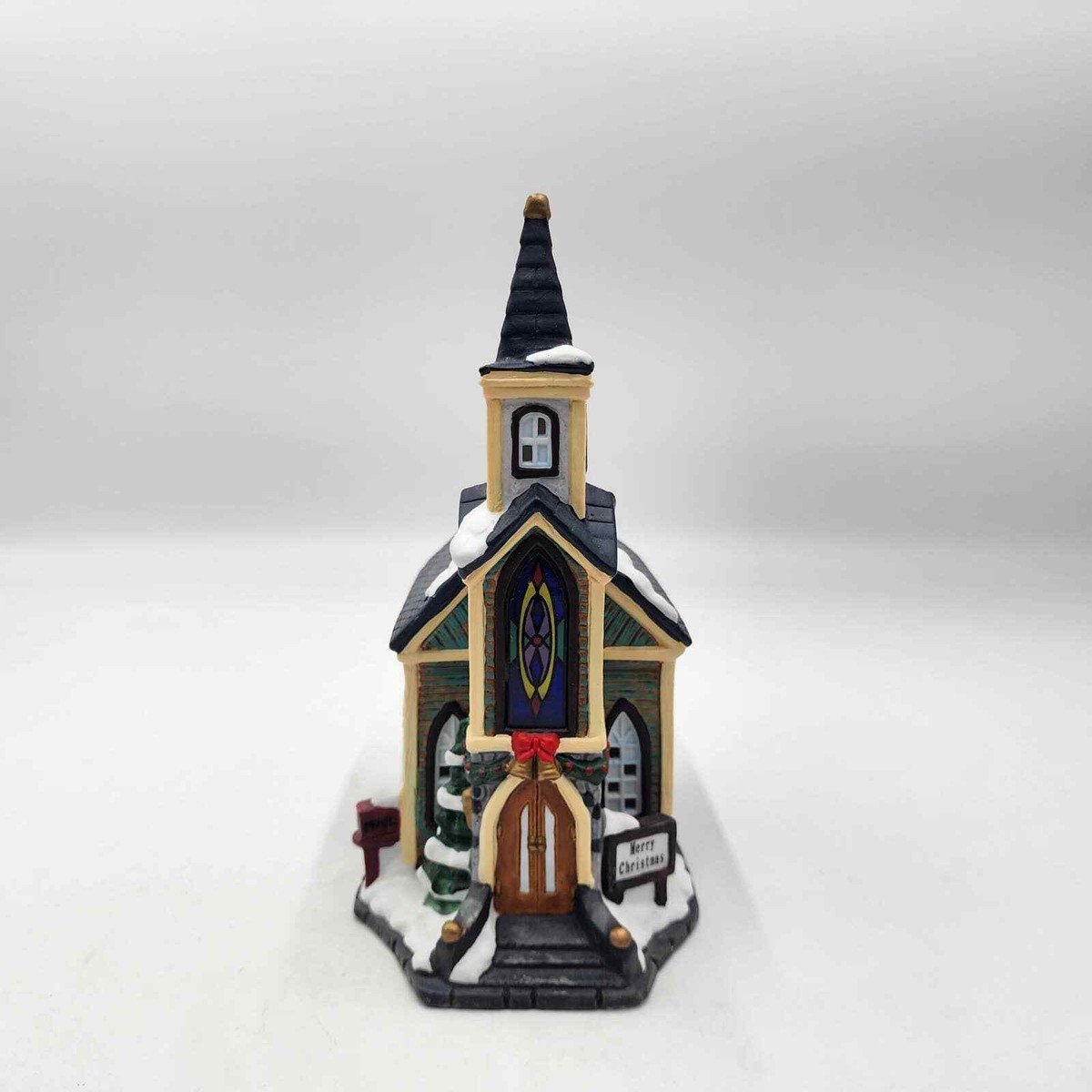 Hand Painted Fine Porcelain Collectible Church Christmas Village