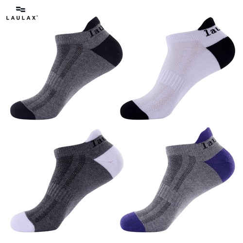 Laulax men running socks ankle cotton seamless tendon protect smooth toes 4pairs - Picture 4 of 15