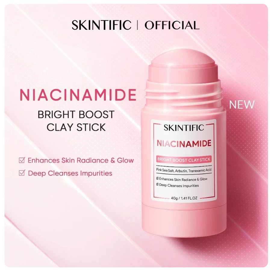 SKINTIFIC Bright Mask Clay Stick Skin Moisture Glycolic Detox Skin Pore Acne 40g - Image 2 of 4