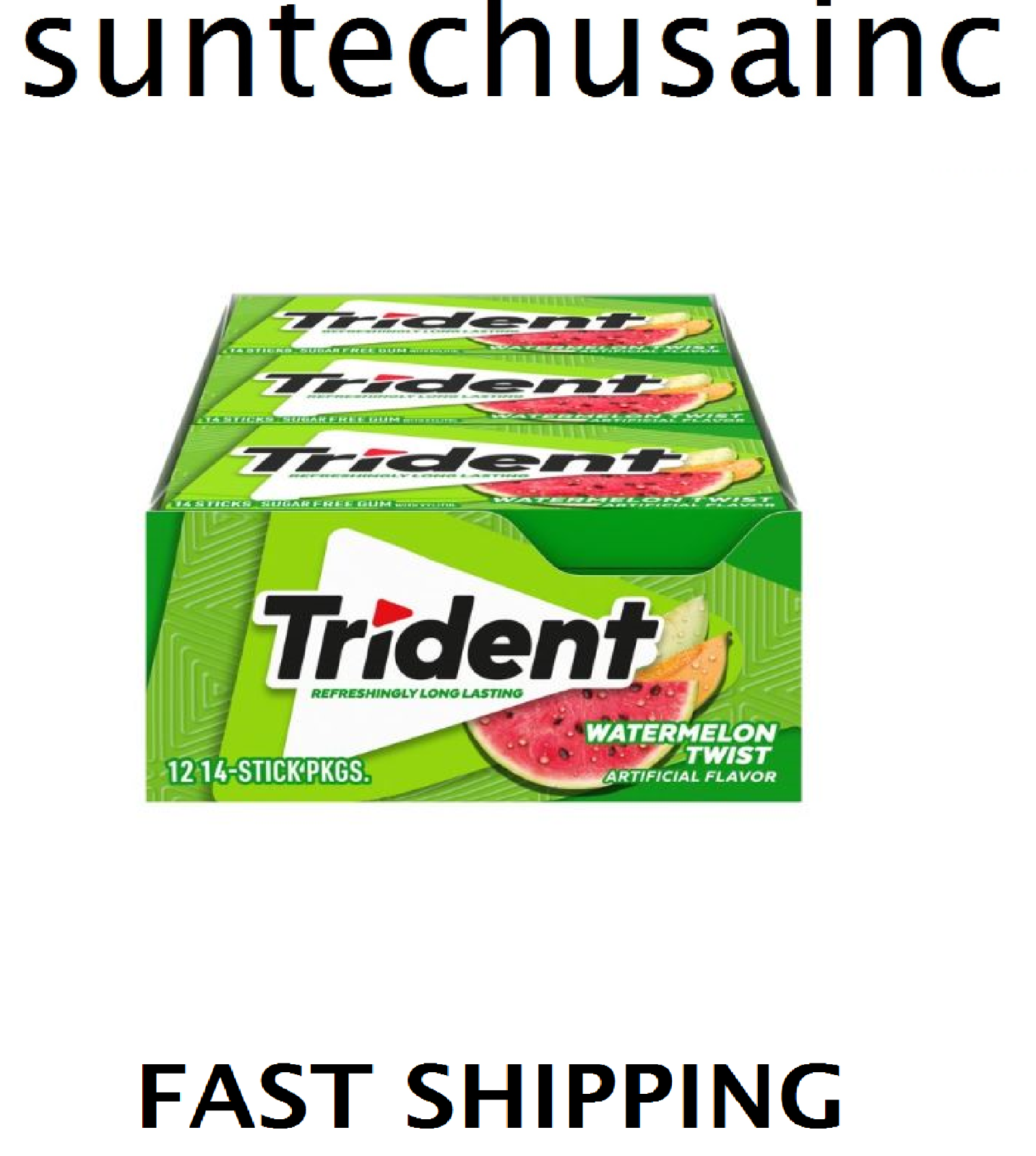 Trident Watermelon Twist Sugar Free Gum 12 Packs of 14 Pieces (168