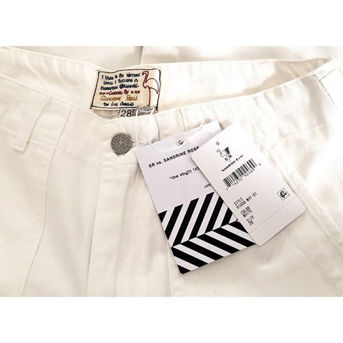 Free People x Sandrine Rose Jeans Pants Denim White Patchwork Crop Ankle Sz 28 - Picture 8 of 8