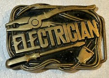 Vintage Electrician Belt Buckle Pliers Electric Cord BBB 1980 Baron 6217