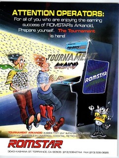 Tournament Arkanoid Arcade Flyer Romstar Original Video Game Artwork 8.5" x 11"