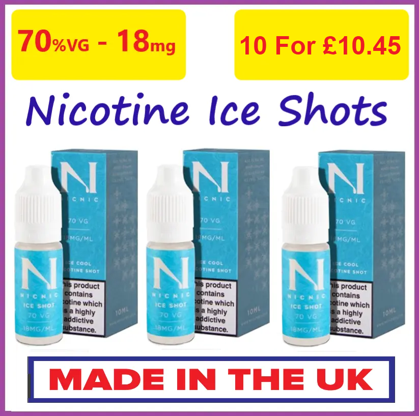 Ice Nicotine Shots Nic Nic Nic Shot Vape E Liquid 10ml - 18mg/ml - UK Made  | eBay UK
