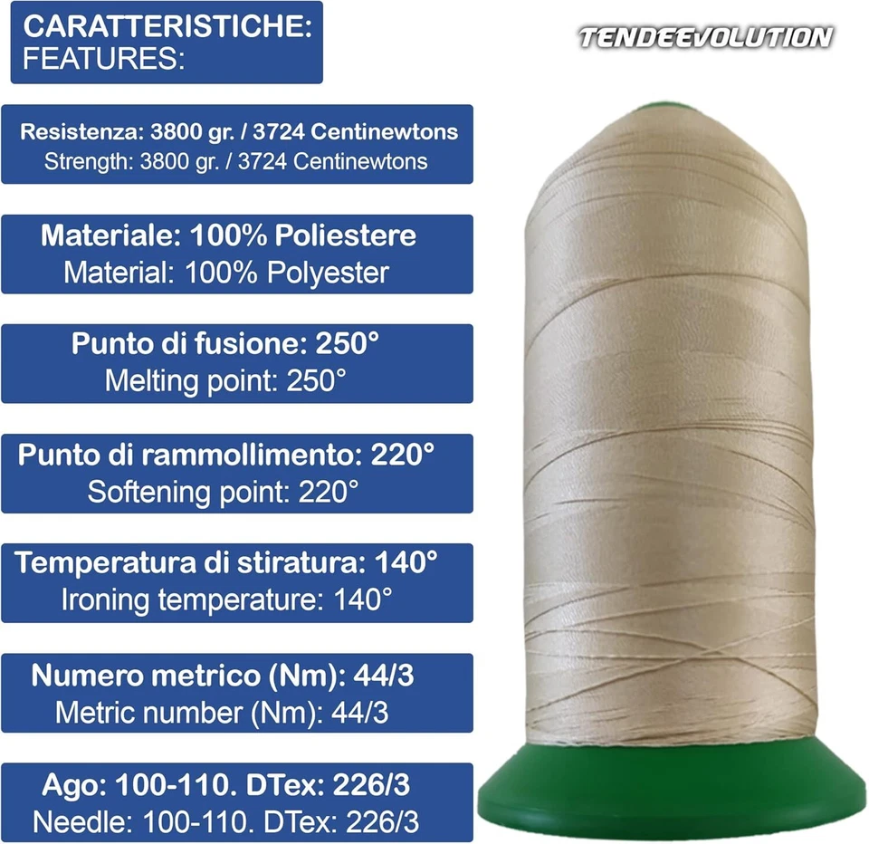 Filo da cucire filato per macchina in poliestere 100% resistente cucito 3500 MT - Immagine 4 di 4