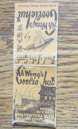 AH WONG'S GOLDIE HUT CHINESE FOOD MATCHBOOK COVER: STUDIO CITY CA MATCHCOVER -A8