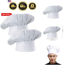 Chef Hat Set of 2 Pack Adult Adjustable Elastic Baker Kitchen Cooking Chef Cap
