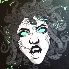 Medusa: "Let's Get Stoned" Shirt Horror Goth Snake Witch Vampire Halloween-LARGE