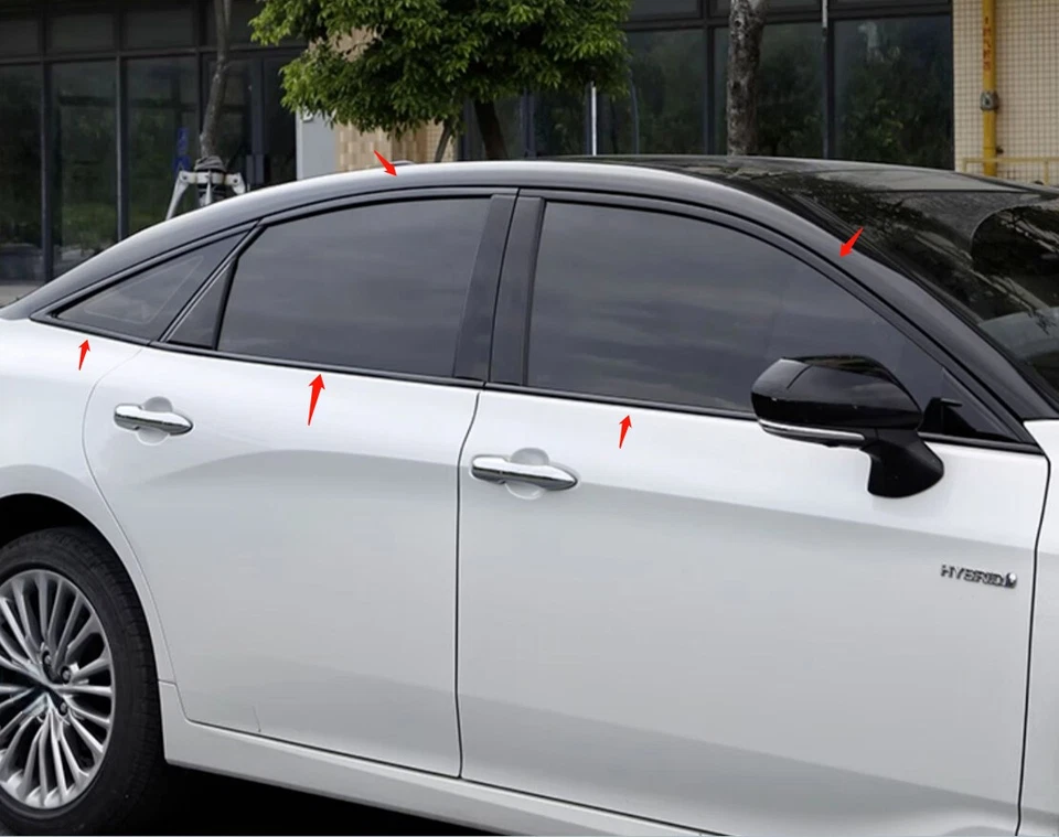 Tiras moldeadoras de ventana de coche de acero negro 10 piezas aptas para Toyota Avalon 2019-2022 Foto 3 de 4