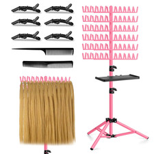 Braiding Hair Rack with Tray, 144 Pegs Height Adjustable Braiding Rack, 2-Side H