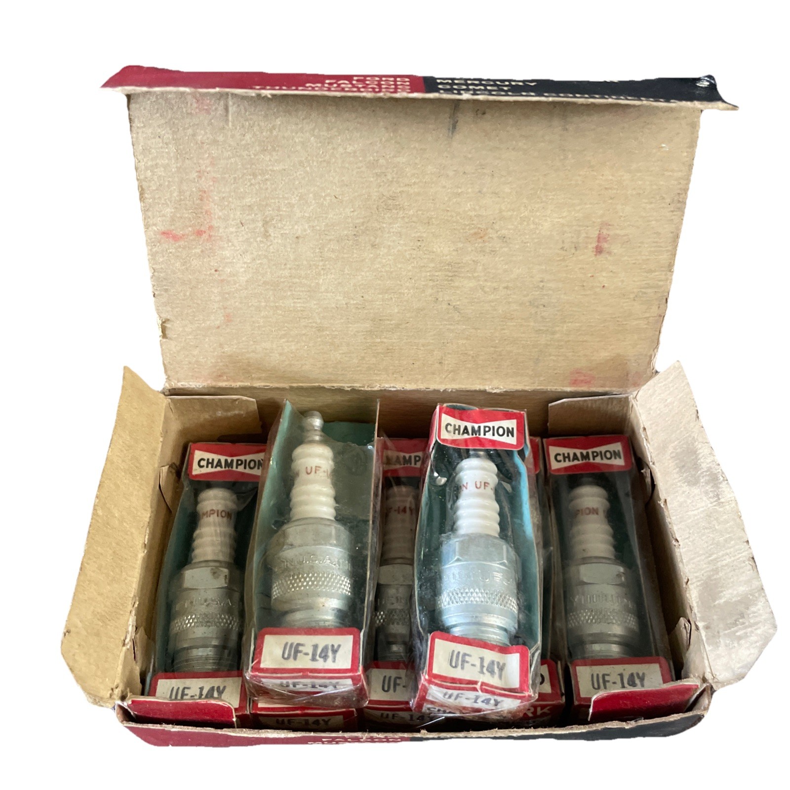 Vintage Champion Auto Spark Plugs UF-14Y Lot Original Box NOS