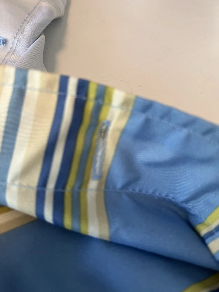 Cortina de ducha Waverly floral rayas azules y tostadas a rayas cabaña LEER Foto 3 de 4