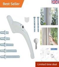 Durable Glossy White uPVC Window Handle with Ambidextrous Design & Key Lock