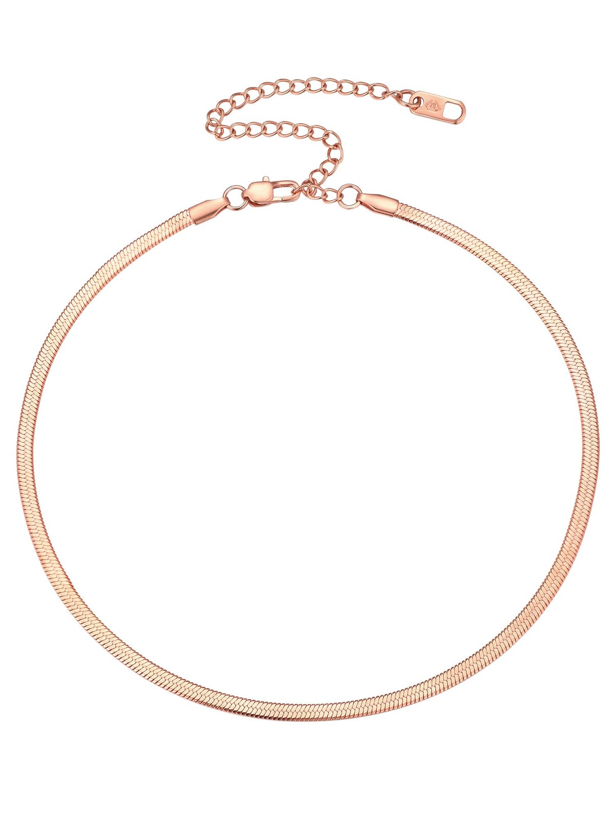 Collier ras de cou femme plaqué or rose chaîne courte ajustable 41cm