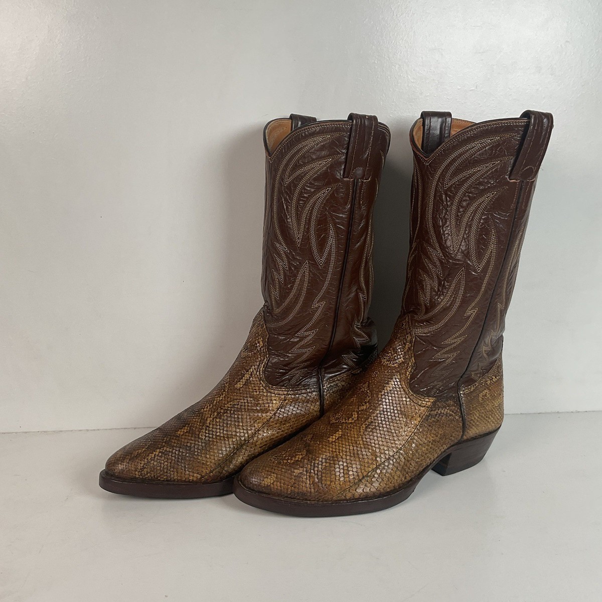 Vintage Nocona Boa Snakeskin Cowboy Boots | Front Cut 