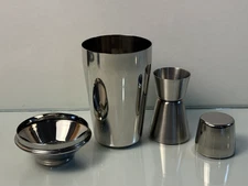 Stainless Steel Cocktail Shaker 3-Piece Set w/ Double Jigger Barware Mixology